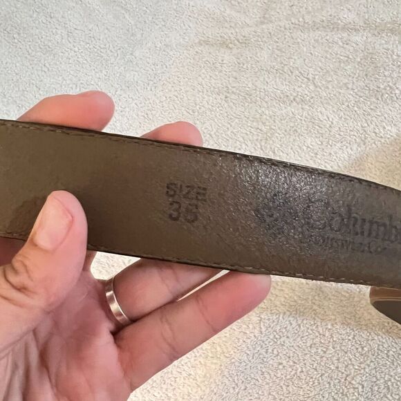 Columbia Mens Brown Dress Belt 36 Leather Adjustable Buckle Casual Classic - Picture 11 of 13